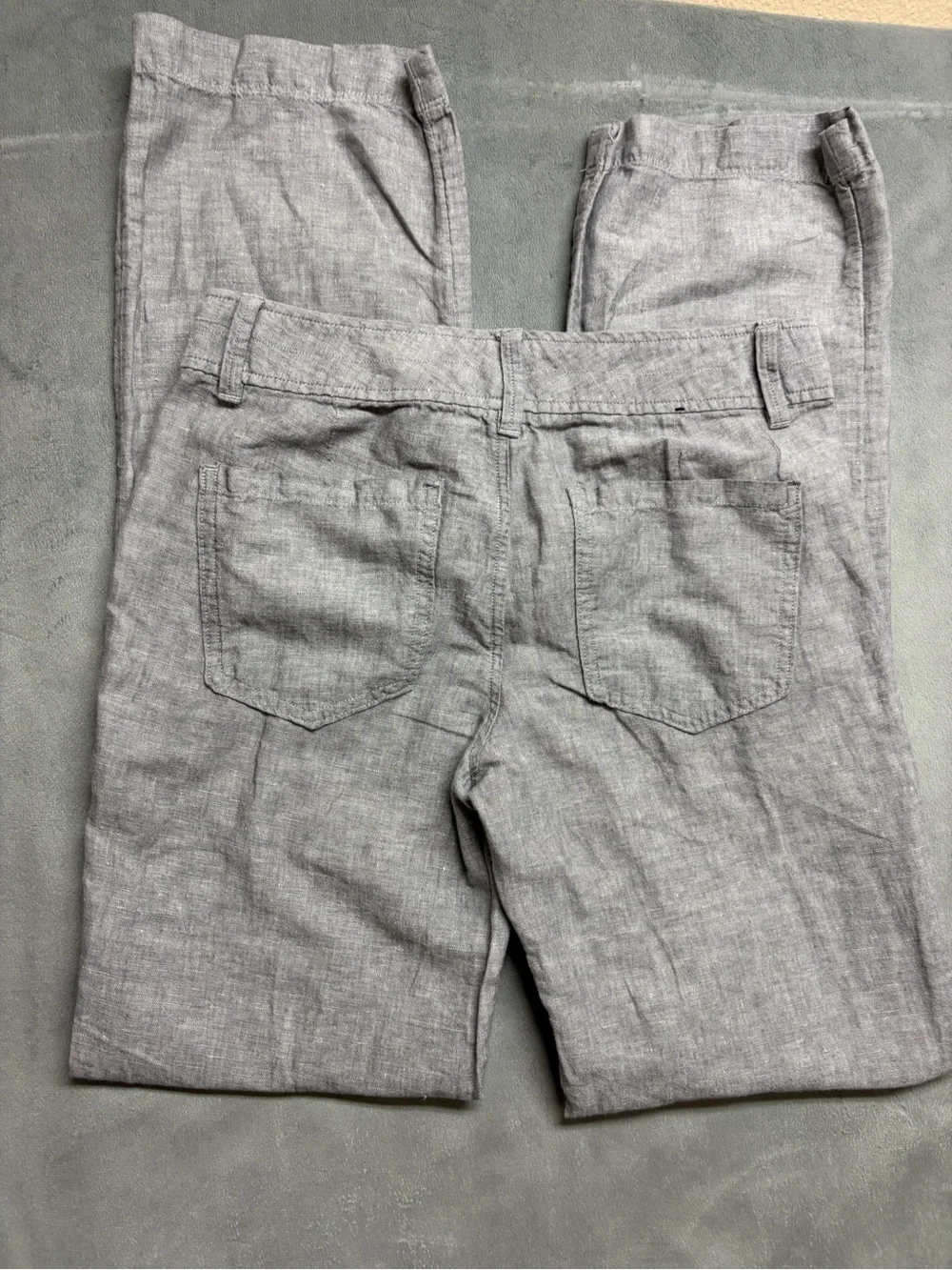 Banana Republic Women’s Linen Blend Pants Gray Straight Leg Size 4 Casual Beach